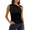 thumbnail image 1 of STETMN Women's Sleeveless Tops Asymmetrical Neck Slim Tee Going Out Summer Casual Ruched Y2k Tank Top, 1 of 7