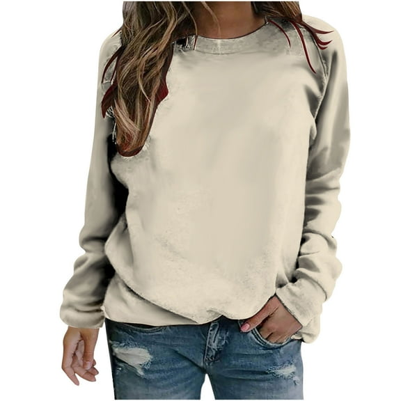 STETMN Women's Solid Sweatshirts Casual Loose Long Sleeve Tops Fall Lightweight Workout T-Shirt
