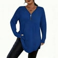 thumbnail image 1 of STETMN Women's Spring Knit Top V Neck Solid Long Shirt Loose Comfy Long Sleeve Tops, 1 of 6