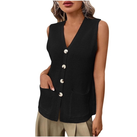 STETMN Women's Spring Knit Vest Button Up Sleeveless Sweater Loose Formal Casual Tank Top