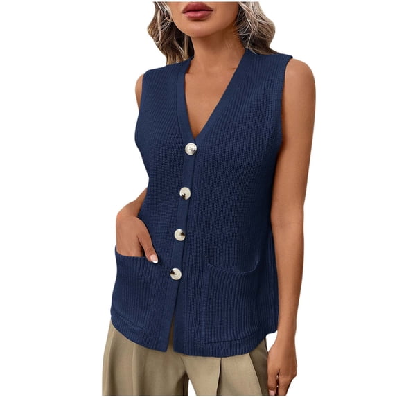STETMN Women's Spring Knit Vest Button Up Sleeveless Sweater Loose Formal Casual Tank Top