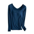 thumbnail image 1 of STETMN Women's Square Neck Basic Tops Loose Soft Long Sleeve Shirt Built in Bra Fall Layer T-Shirt, 1 of 7