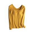 thumbnail image 1 of STETMN Women's Square Neck Basic Tops Loose Soft Long Sleeve Shirt Built in Bra Fall Layer T-Shirt, 1 of 7