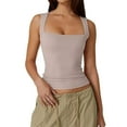 thumbnail image 1 of STETMN Women's Square Neck Tank Top Sleeveless Double Lined Basic Tops, 1 of 4