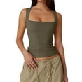 thumbnail image 1 of STETMN Women's Square Neck Tank Top Sleeveless Double Lined Basic Tops, 1 of 6