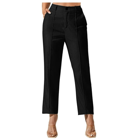 STETMN Women's Stretchy Straight Business Pants Bootcut Dress Pants Pull On Regular Slacks for Office