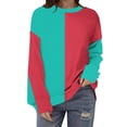 thumbnail image 1 of STETMN Women's Striped Oversized Sweater Long Sleeve Knitted Shirt Loose Color Block Pullover Top, 1 of 3