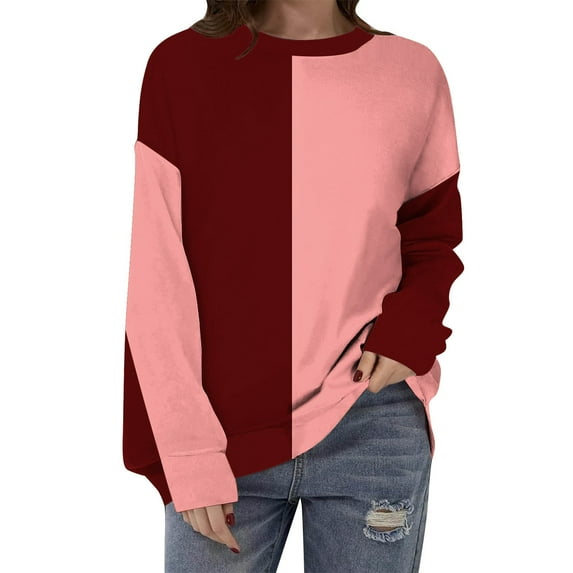 STETMN Women's Striped Oversized Sweater Long Sleeve Knitted Shirt Loose Color Block Pullover Top