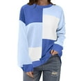 thumbnail image 1 of STETMN Women's Striped Oversized Sweater Long Sleeve Knitted Shirt Loose Color Block Pullover Top, 1 of 3