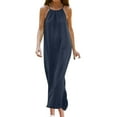 thumbnail image 1 of STETMN Women's Summer Spaghetti Straps Linen Sleeveless Maxi Long Flowy Dress, 1 of 6