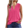 thumbnail image 1 of STETMN Women's Summer V Neck Tank Top, Eyelet Casual Sleeveless Blouse for Beach Vacation Daily Wear Loose Tee, 1 of 8
