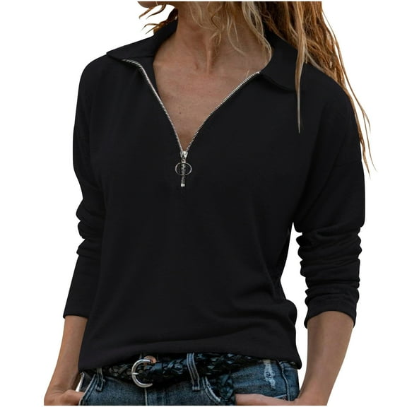 STETMN Women's Sweatshirt Half Zip Casual Long Sleeve Pullover Tops Lightweight Fall Tees