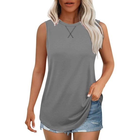 STETMN Women's Tank Tops Crewneck Sleeveless Shirts Slim Fitted Top Casual Summer Trendy Clothes