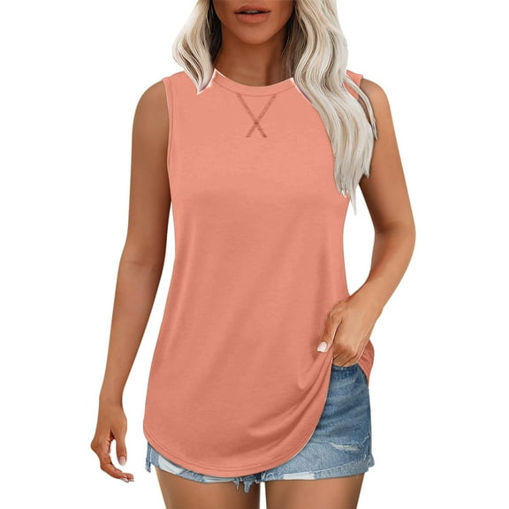STETMN Women's Tank Tops Crewneck Sleeveless Shirts Slim Fitted Top Casual Summer Trendy Clothes