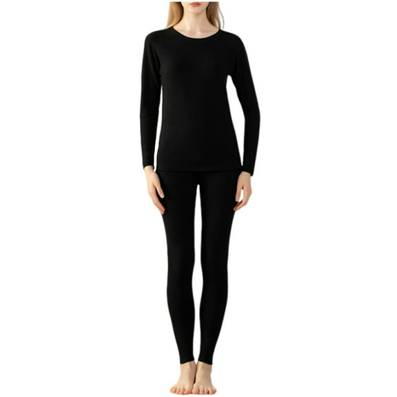 STETMN Women's Thermal Pajama Set Winter Long Sleeve Tight Top Slim Comfy Pant Nightwear Outfit