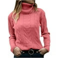 thumbnail image 1 of STETMN Women's Turtleneck Fall Sweater Soft Cable Knit Long Sleeve Loose Jumper Top, 1 of 5