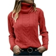thumbnail image 1 of STETMN Women's Turtleneck Fall Sweater Soft Cable Knit Long Sleeve Loose Jumper Top, 1 of 5