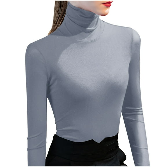 STETMN Women's Turtleneck Shirt Casual Long Sleeve Slim Tops Lightweight Warm Layer T-Shirt