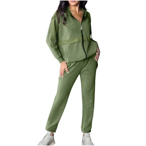 STETMN Women's Two Piece Outfits Zip Up Hoodie Jacket Joggers SweatPants Trendy Tracksuit