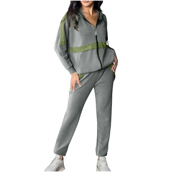 STETMN Women's Two Piece Outfits Zip Up Hoodie Jacket Joggers SweatPants Trendy Tracksuit