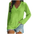 thumbnail image 1 of STETMN Women's V Neck Plain Top Loose Long Sleeve Layer T-Shirt Fall Lightweight Trendy Shirt, 1 of 4