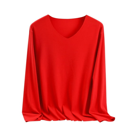 STETMN Women's V Neck Pullover Sweater Loose Long Sleeve Warm Top Casual Basic Undershirt