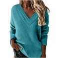 thumbnail image 1 of STETMN Women's V Neck Sweatshirts Casual Loose Long Sleeve Tops Basic Soft Trendy Shirts, 1 of 3