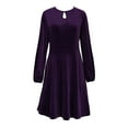 thumbnail image 1 of STETMN Women's Velvet Dress Elegant Long Sleeve Dresses Keyhole Evening Party Dresses, 1 of 6