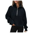 thumbnail image 1 of STETMN Women's Waffle Knit Sweatshirts Half Zip Cropped Pullover Tops Fall Long Sleeve Clothes, 1 of 4