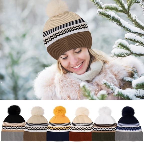 STETMN Women's Winter Cable Knit Hat Fleece Lined Thick Warm Hats Windproof Hat for Ski
