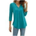 thumbnail image 1 of STETMN Womens Cotton Tunic Tops Long Sleeve V Neck Tops Casual Loose Pleated Blouses, 1 of 8