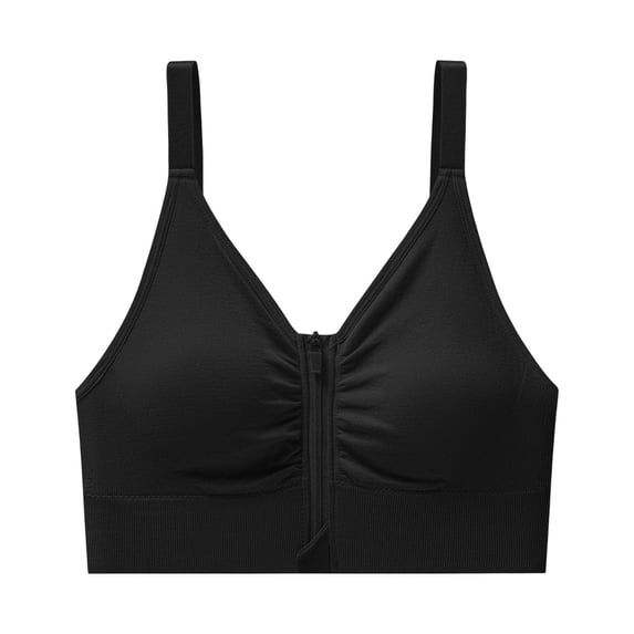 SPZTSX Womens High Impact Sports Bras Wireless Front Zipper Breathable Stretch Workout Bra for Gym Running Daily Training