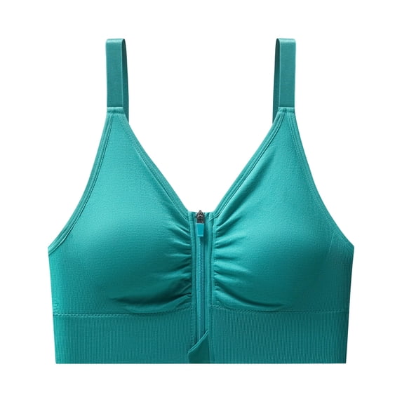SPZTSX Womens High Impact Sports Bras Wireless Front Zipper Breathable Stretch Workout Bra for Gym Running Daily Training