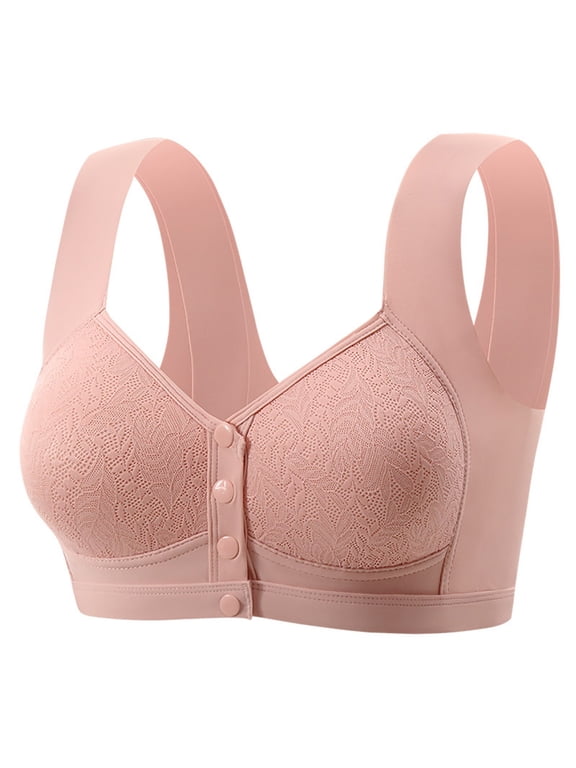 Womens Post Surgery Plus Size Front Closure Wireless Bra Thin Breathable Push Up Supportive Bra