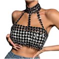 thumbnail image 1 of STETMN Womens Sequin Bralette Sparkle Crystal Rhinestone Chain Crop Top Sequin Club Party Nightclub Outfit, 1 of 8