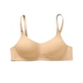 thumbnail image 1 of SPZTSX Womens Wirefree Light Support T Shirt Bra Ribbed V Neck Soft Smooth Breathable Comfort Everyday Bralette, 1 of 5