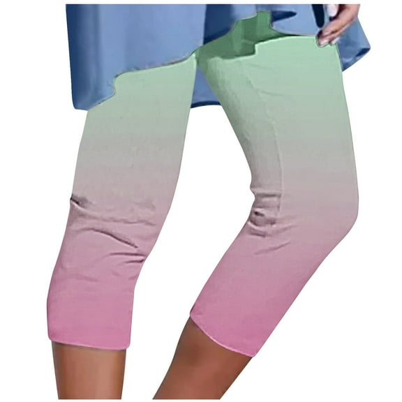 STETMN Yoga Capris for Women Floral Print Stretch Workout Pants Summer Beachwear Casual Leggings