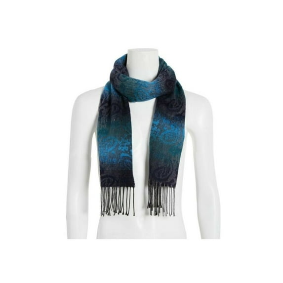 STEVE MADDEN Blue Acrylic Ombre Paisley Muffler Fringed