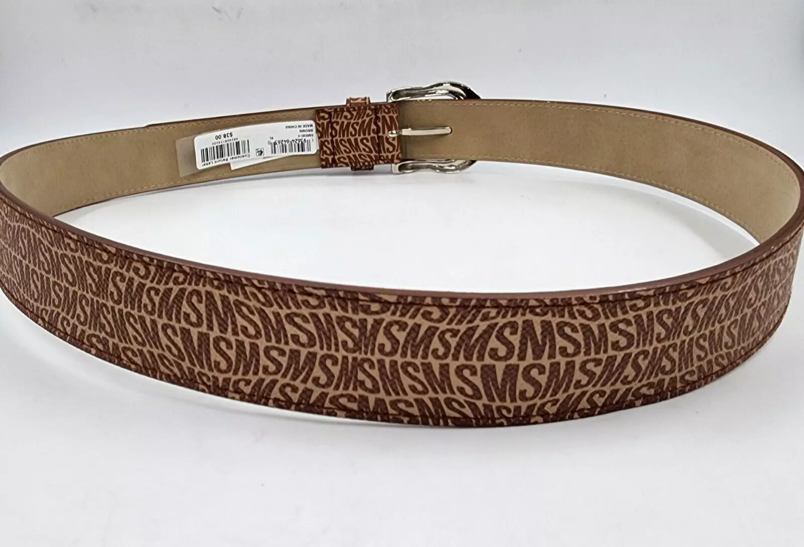 Steve Madden Slim Double-Tone Leather Belts in Beige and Brown STUDDED Wide Waist Brown Women main image 4