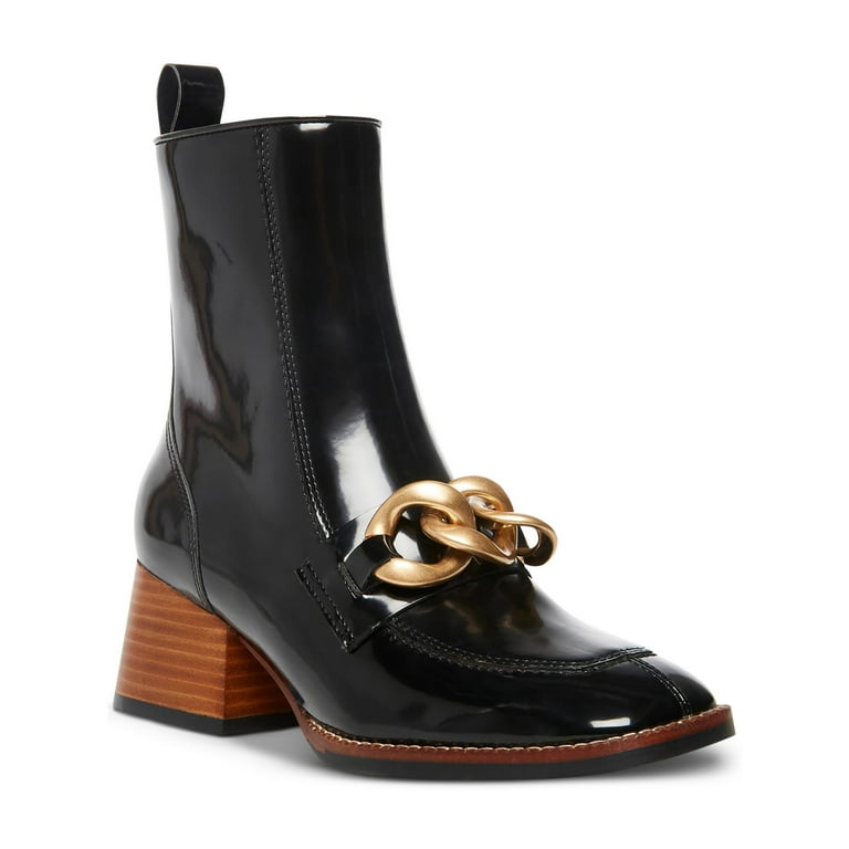 Steve Madden Womens Loreen Patent Square Toe Ankle Boots Walmart