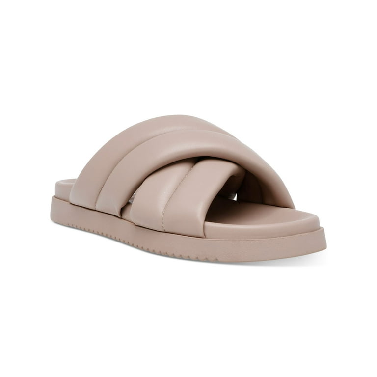 STEVE MADDEN Womens Beige Crisscross Straps Quilted Motte Round Toe Slip On Slide Sandals Shoes 9 M Walmart
