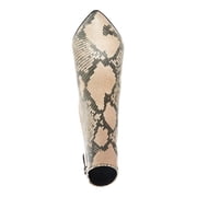 STEVE MADDEN Womens Beige Snake Print Jenn Pointed Toe Zip-Up Leather Booties 7.5 M