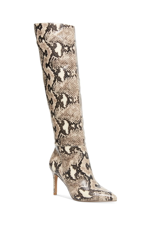 Womens Beige Snakeskin Padded Kimari Stiletto Boots 6 M