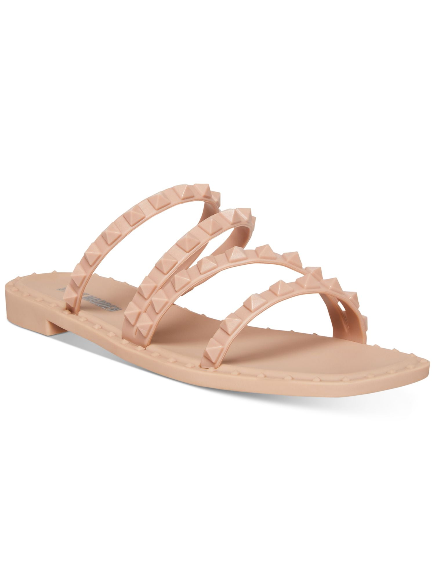 STEVE MADDEN Womens Beige Studded Strappy Skyler J Square Toe Block ...