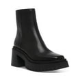 thumbnail image 1 of STEVE MADDEN Womens Black 1-1/2" Platform Comfort Cushioned Treaded Fella Square Toe Block Heel Zip-Up Leather Booties 6.5 M, 1 of 3