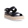 thumbnail image 1 of STEVE MADDEN Womens Black 1" Platform Adjustable Metal-Stud Detailing Comfort Padded Catia Round Toe Wedge Buckle Leather Espadrille Shoes 9 M, 1 of 4