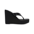 thumbnail image 1 of STEVE MADDEN Womens Black 1" Platform Padded Refined Square Toe Wedge Slip On Thong Sandals 9 M, 1 of 4
