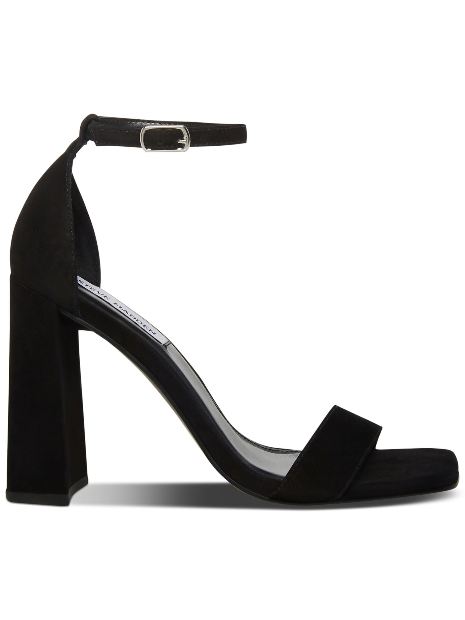 STEVE MADDEN Womens Black Ankle Strap Padded Tiaa Square Toe Block