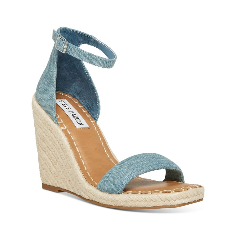 STEVE MADDEN Womens Blue Cushioned Woven 1/2