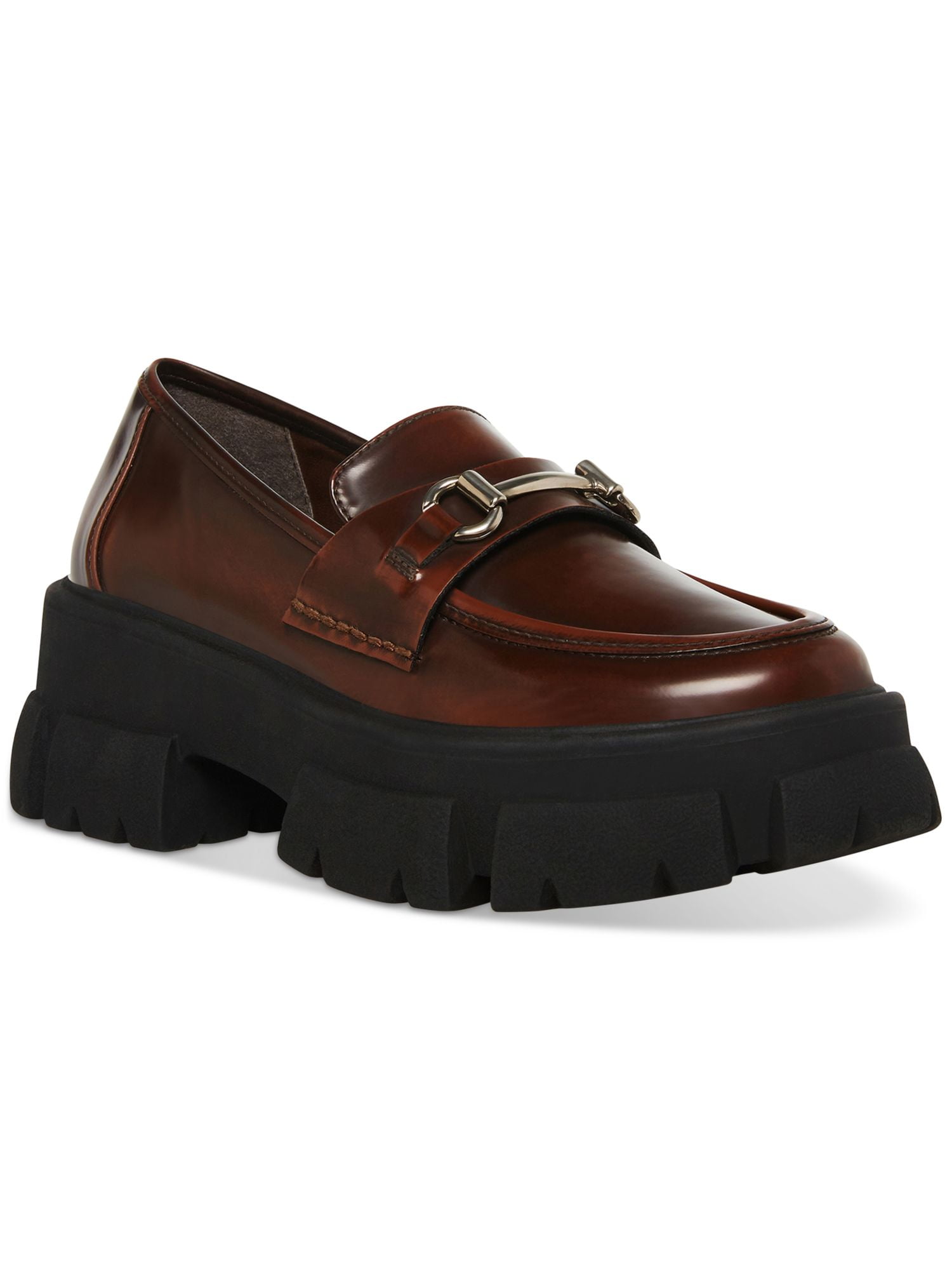 STEVE MADDEN Womens Brown 1 1 2 Platform Horse Bit Hardware Padded Lug Sole Trifecta Round Toe Block Heel Slip On Loafers Shoes 10 M Walmart